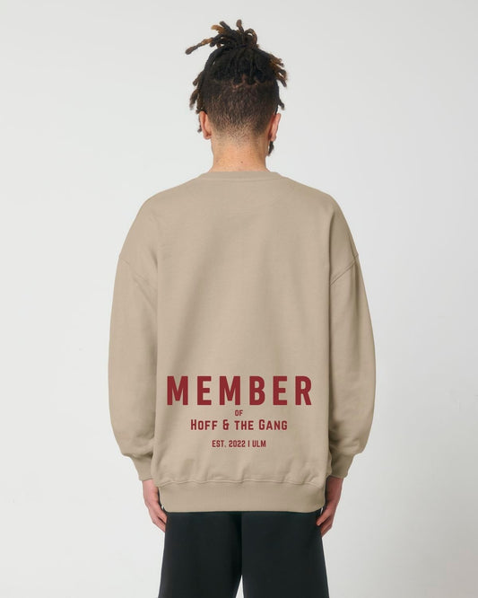 Herren Oversized Sweatshirt "MEMBER of ... HOFF & THE GANG" Desert Dust