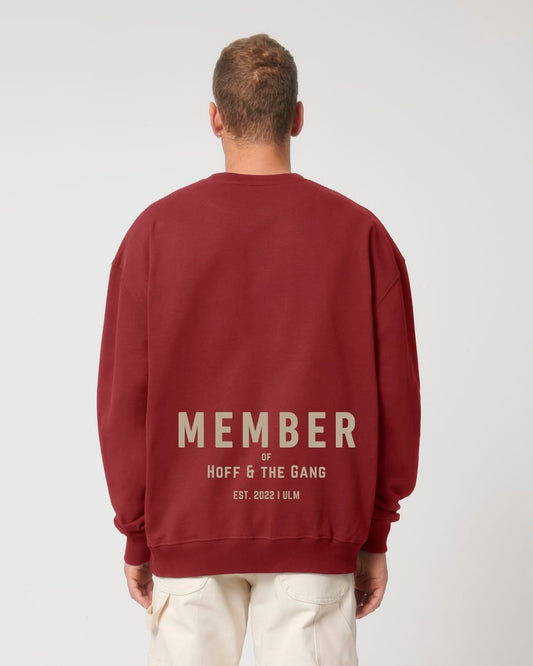 Herren Oversized Sweatshirt "MEMBER of ... HOFF & THE GANG" Red Earth