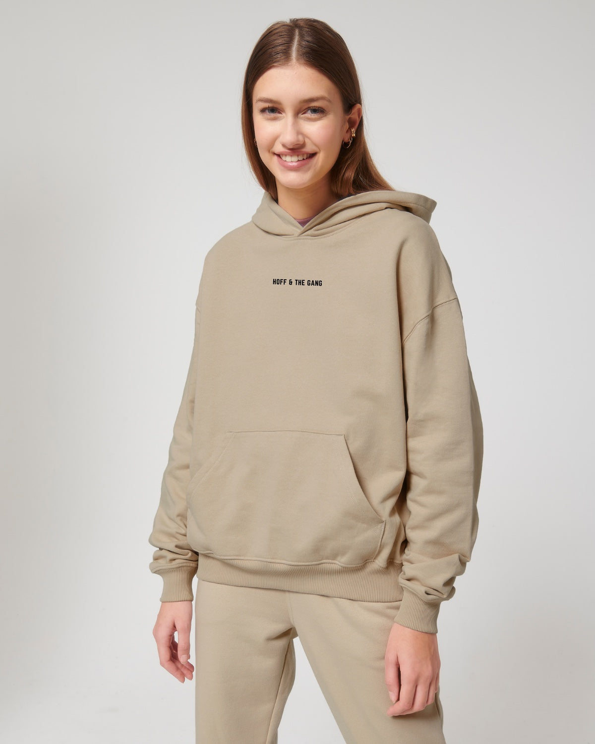 Damen Basic Oversized Hoodie "HOFF & THE GANG" Desert Dust