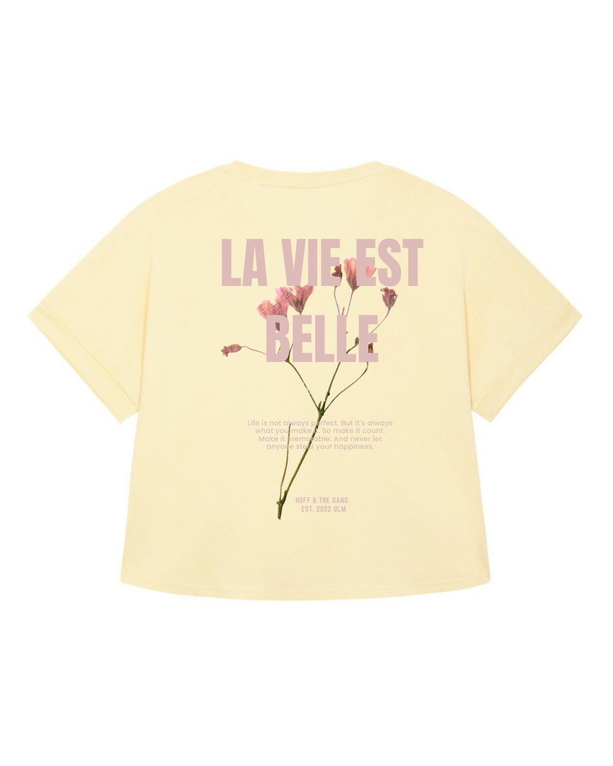 Damen Oversized Shirt "La vie est belle" Butter